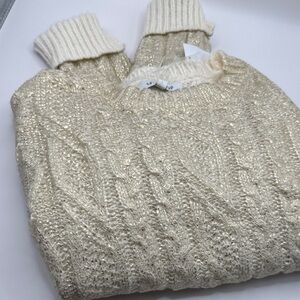 Cozy Cream and Gold Cable Knit Sweater
